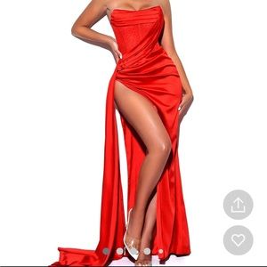 Sexy red satin gown